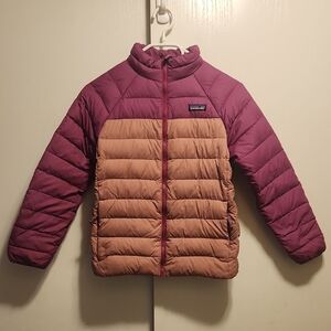 Patagonia Kids' Puffer Jacket in Purple and Tan